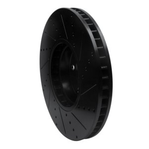 BMW 535i GT Brake Rotor (1) - Right Front - R1 Concepts - Drilled & Slotted - Black - `10-`18
